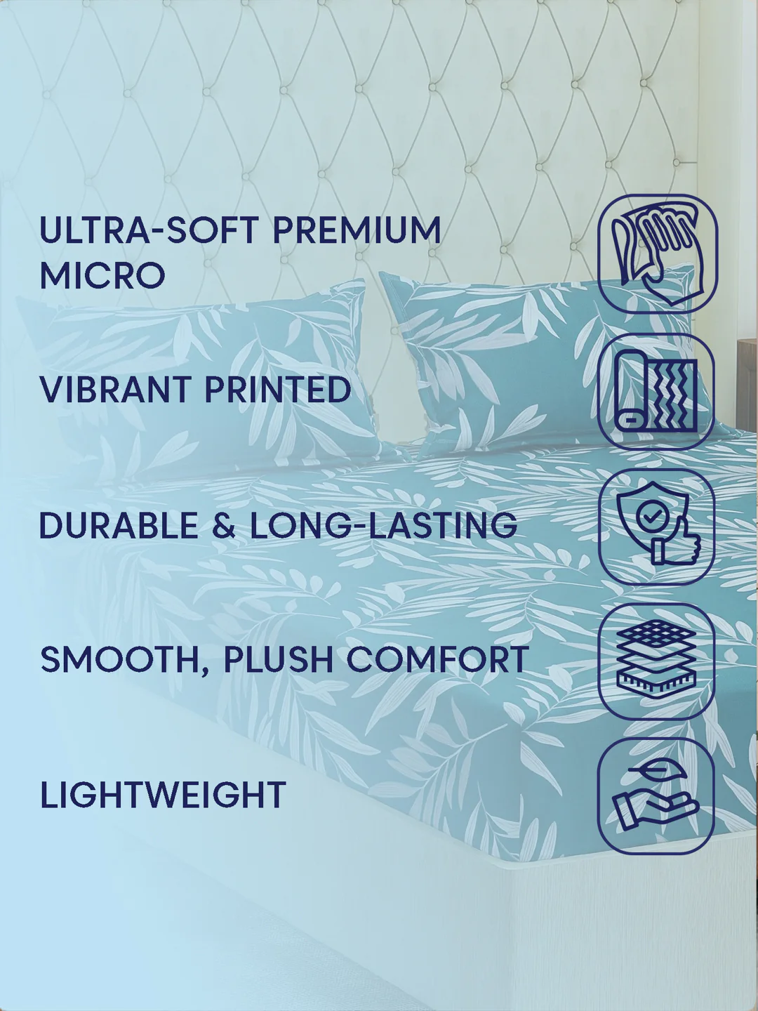 130 GSM Polyester Double Bed Bedsheet with 2 Pillow Covers Fashnik Collection - Image 9
