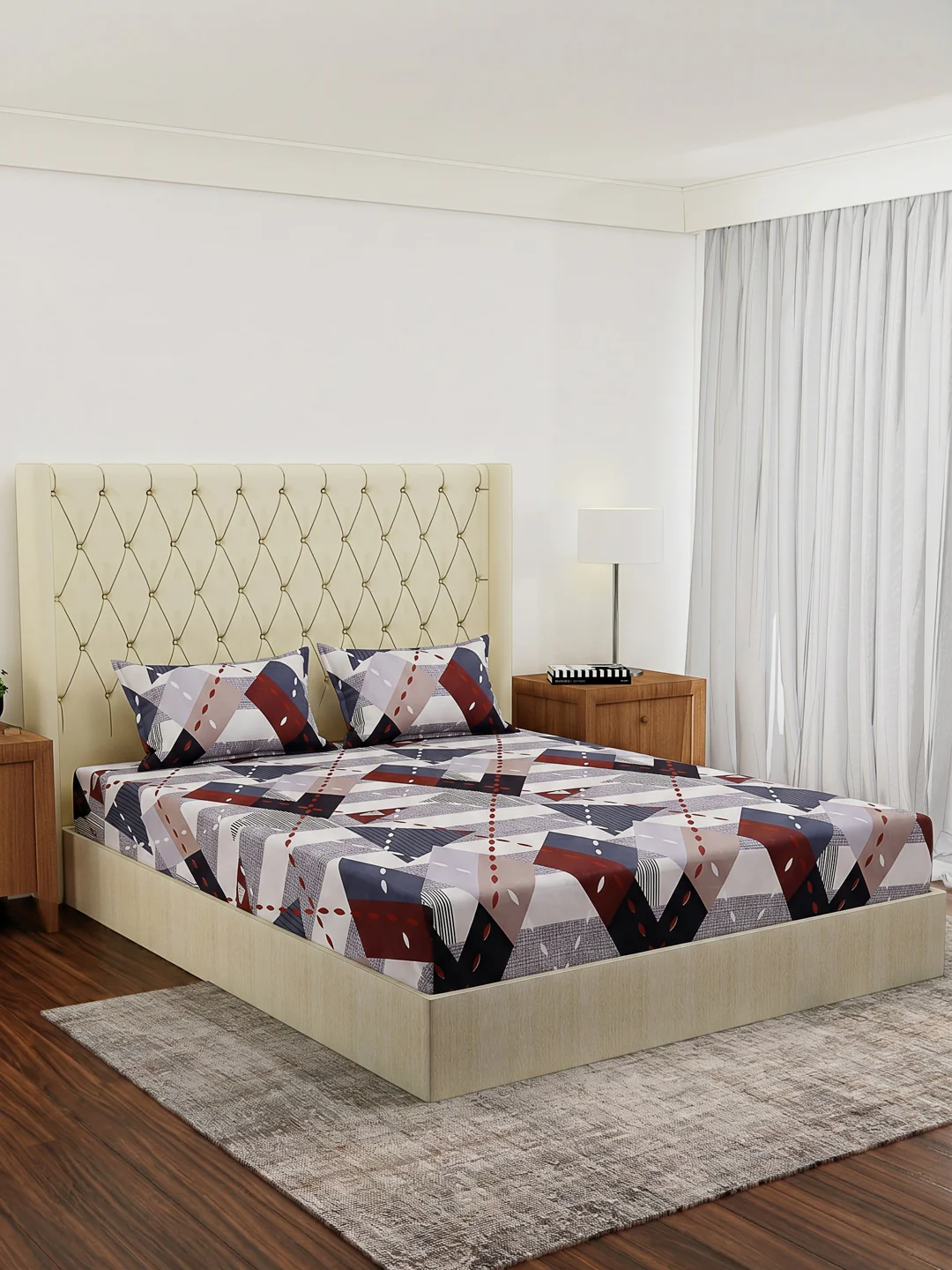 130 GSM Polyester Double Bed Bedsheet with 2 Pillow Covers Fashnik Collection - Image 2