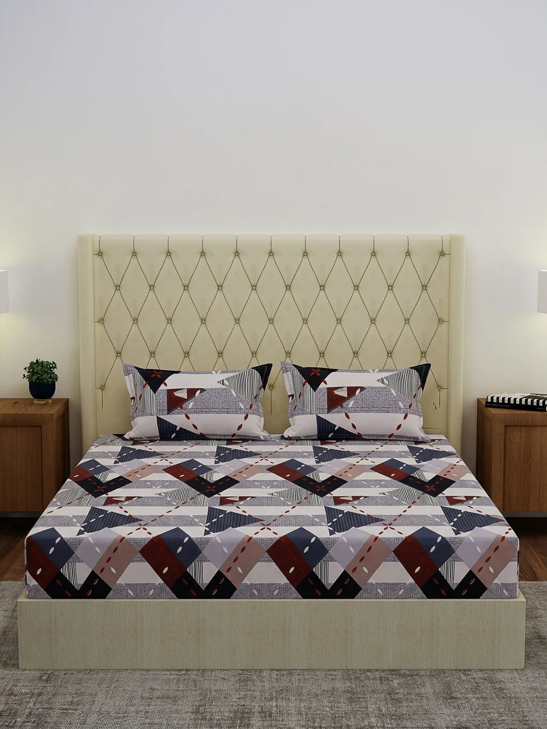 130 GSM Polyester Double Bed Bedsheet with 2 Pillow Covers Fashnik Collection - Image 3