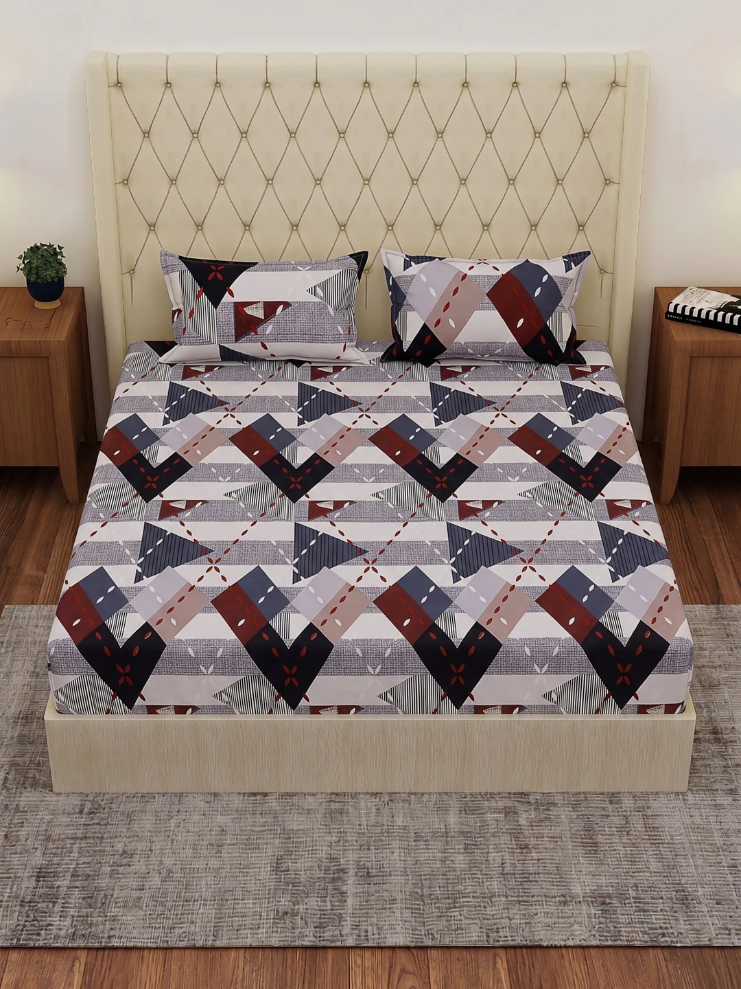 130 GSM Polyester Double Bed Bedsheet with 2 Pillow Covers Fashnik Collection - Image 4