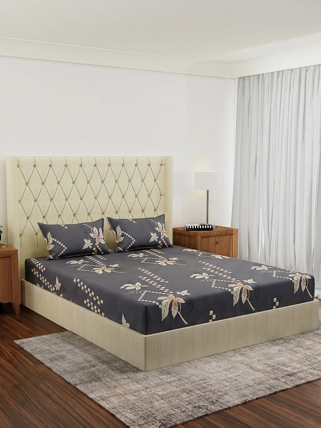 130 GSM Polyester Double Bed Bedsheet with 2 Pillow Covers Fashnik Collection - Image 2