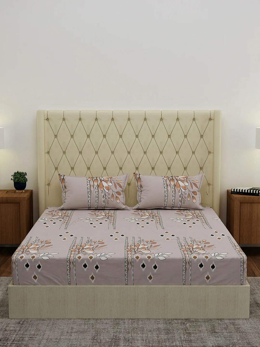 130 GSM Polyester Double Bed Bedsheet with 2 Pillow Covers Fashnik Collection - Image 3