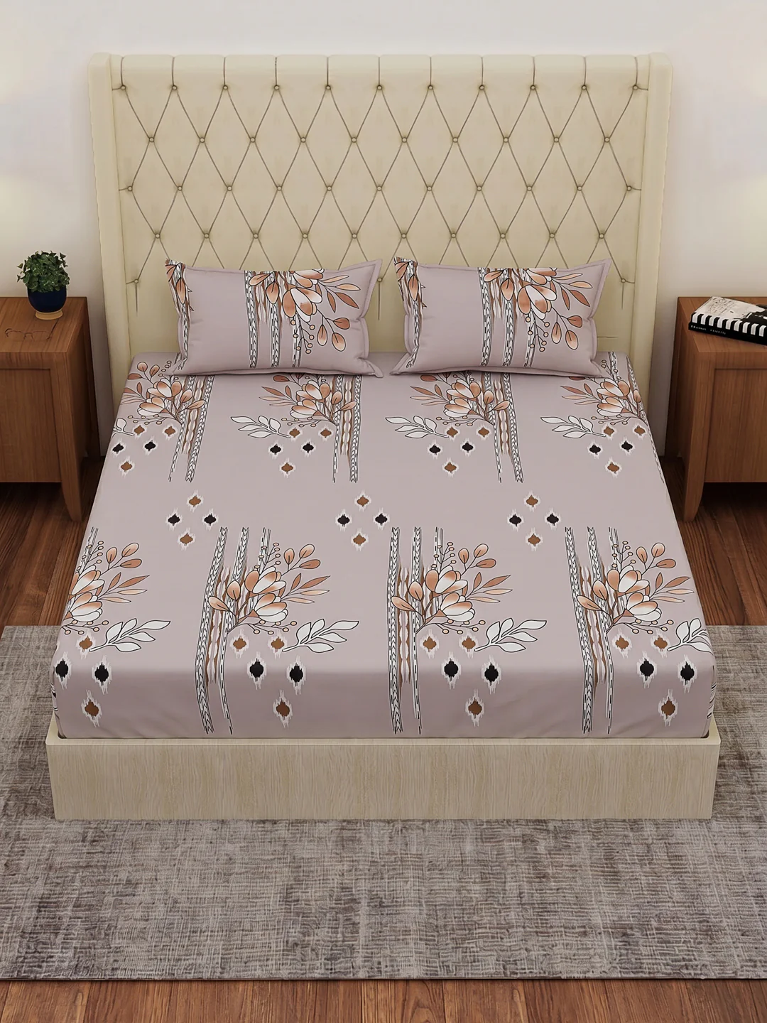 130 GSM Polyester Double Bed Bedsheet with 2 Pillow Covers Fashnik Collection - Image 4