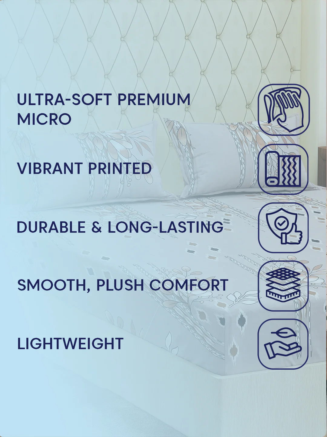 130 GSM Polyester Double Bed Bedsheet with 2 Pillow Covers Fashnik Collection - Image 9