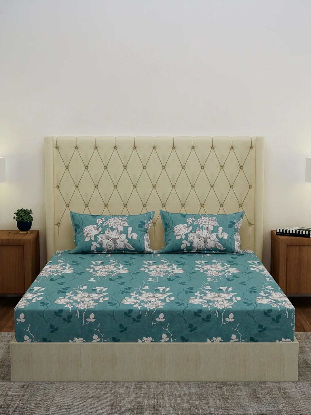 130 GSM Polyester Double Bed Bedsheet with 2 Pillow Covers Fashnik Collection - Image 3