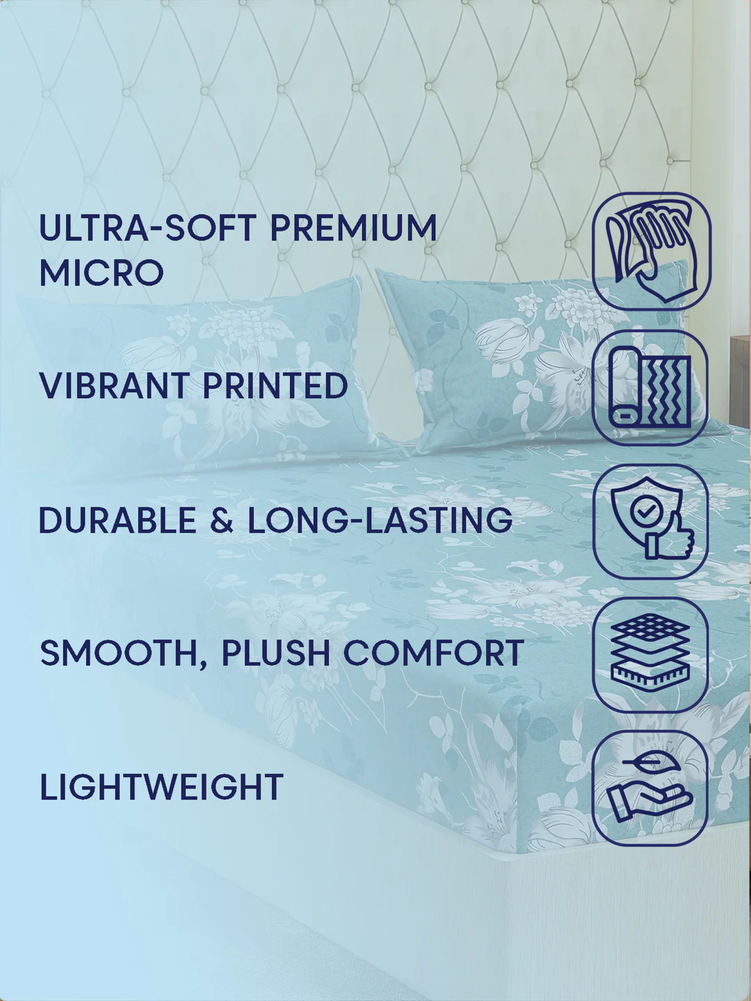 130 GSM Polyester Double Bed Bedsheet with 2 Pillow Covers Fashnik Collection - Image 9