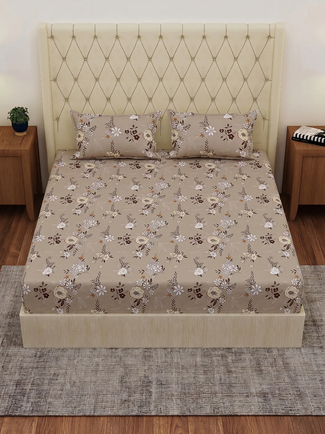 130 GSM Polyester Double Bed Bedsheet with 2 Pillow Covers Fashnik Collection - Image 4