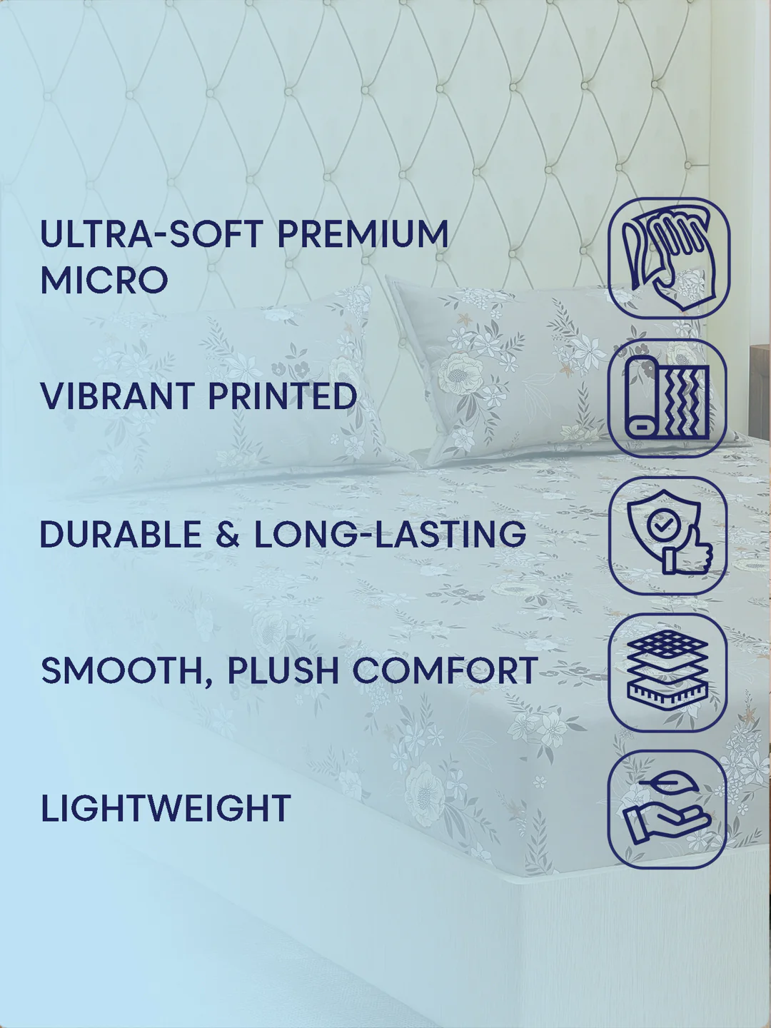 130 GSM Polyester Double Bed Bedsheet with 2 Pillow Covers Fashnik Collection - Image 9