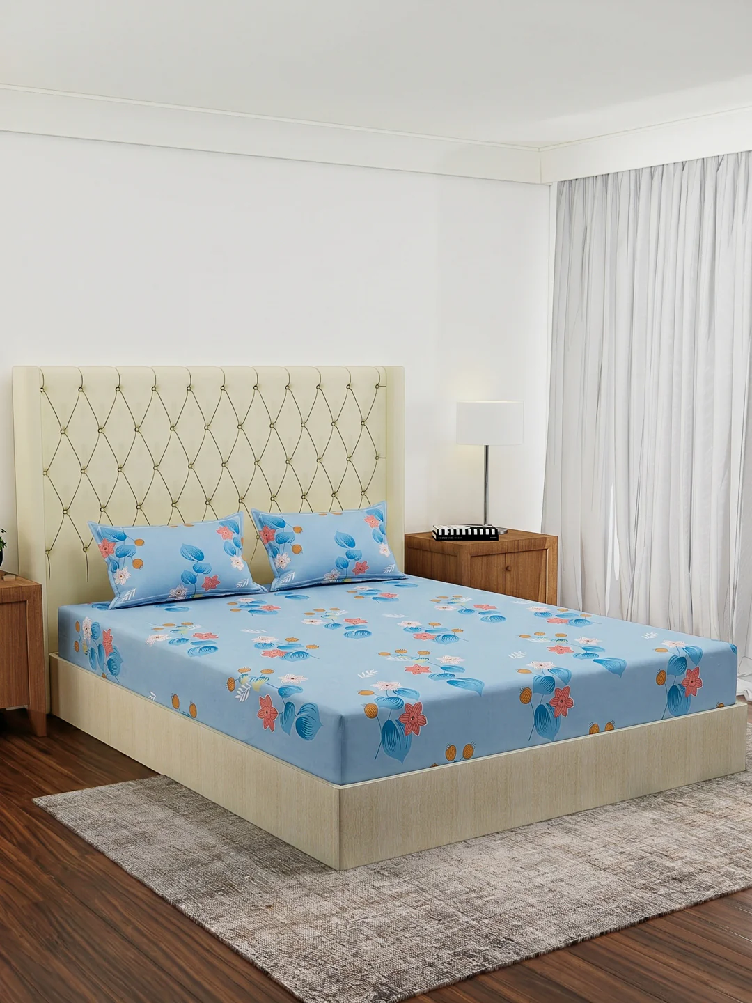 130 GSM Polyester Double Bed Bedsheet with 2 Pillow Covers Fashnik Collection - Image 2