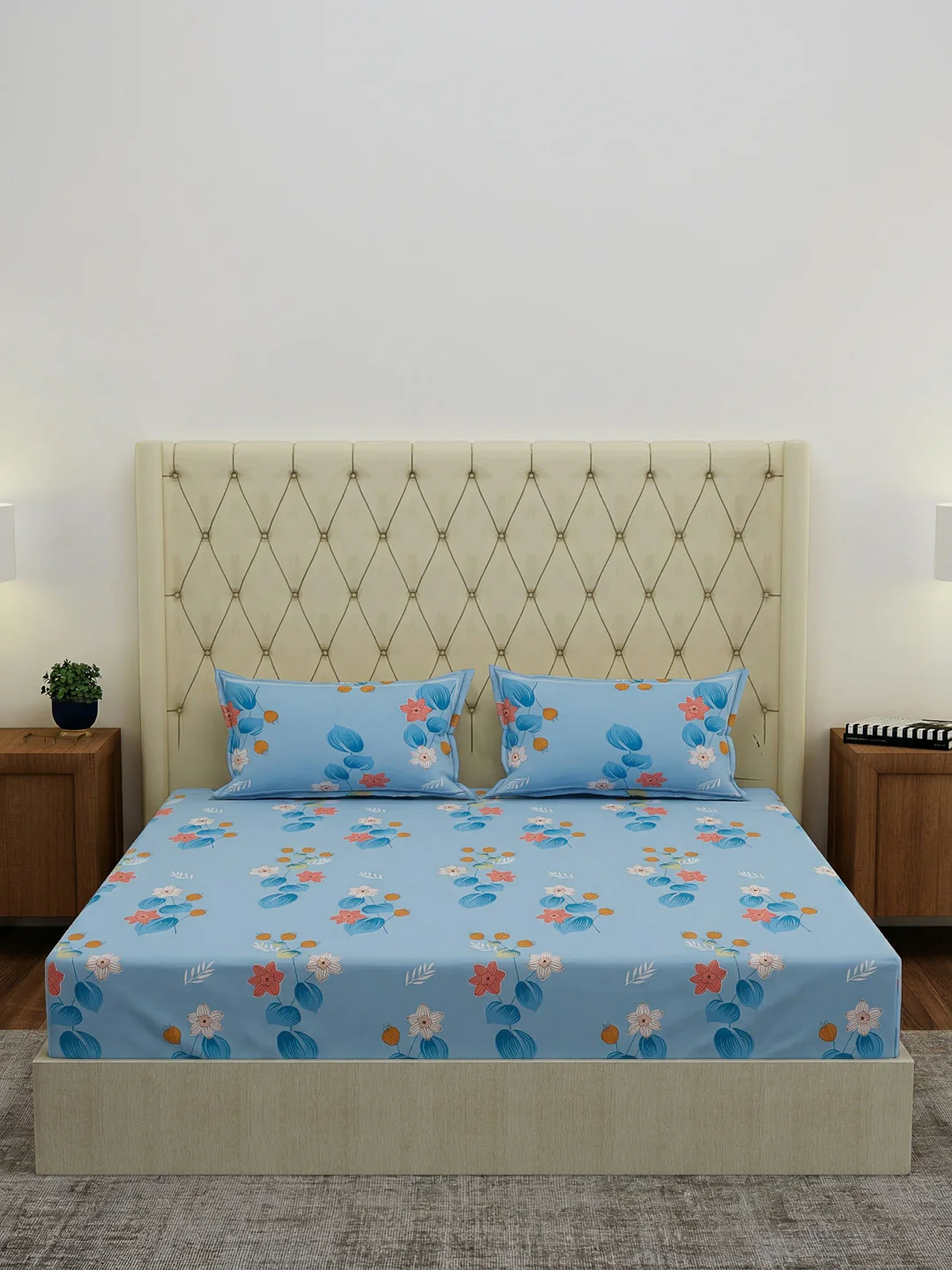 130 GSM Polyester Double Bed Bedsheet with 2 Pillow Covers Fashnik Collection - Image 3