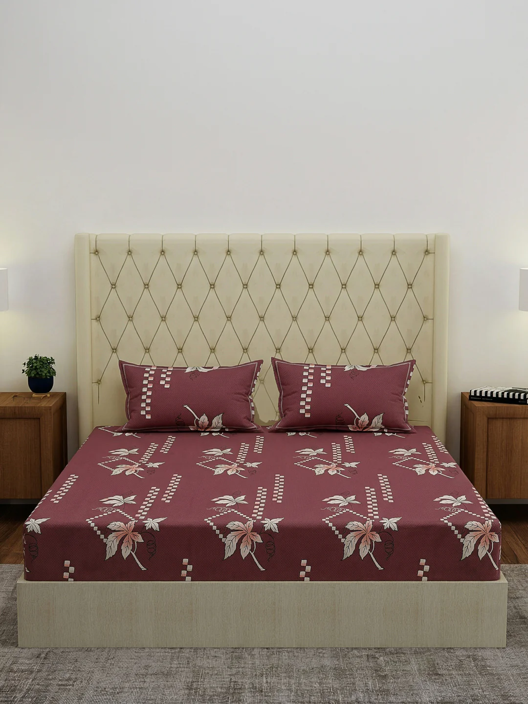 130 GSM Polyester Double Bed Bedsheet with 2 Pillow Covers Fashnik Collection - Image 3