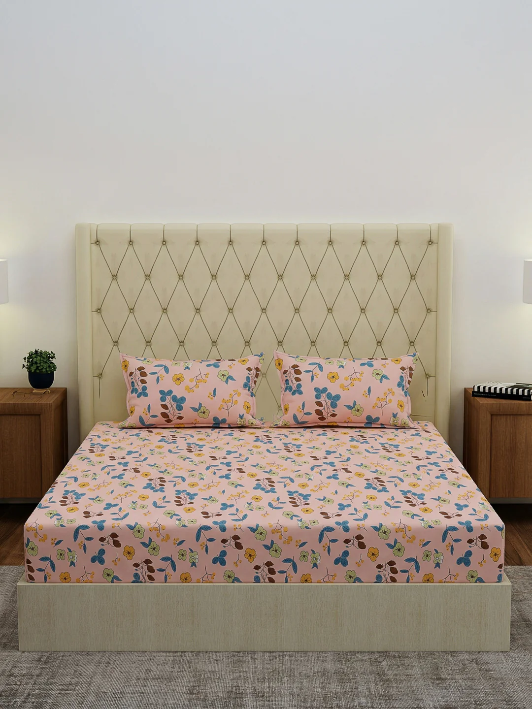 130 GSM Polyester Double Bed Bedsheet with 2 Pillow Covers Fashnik Collection - Image 3