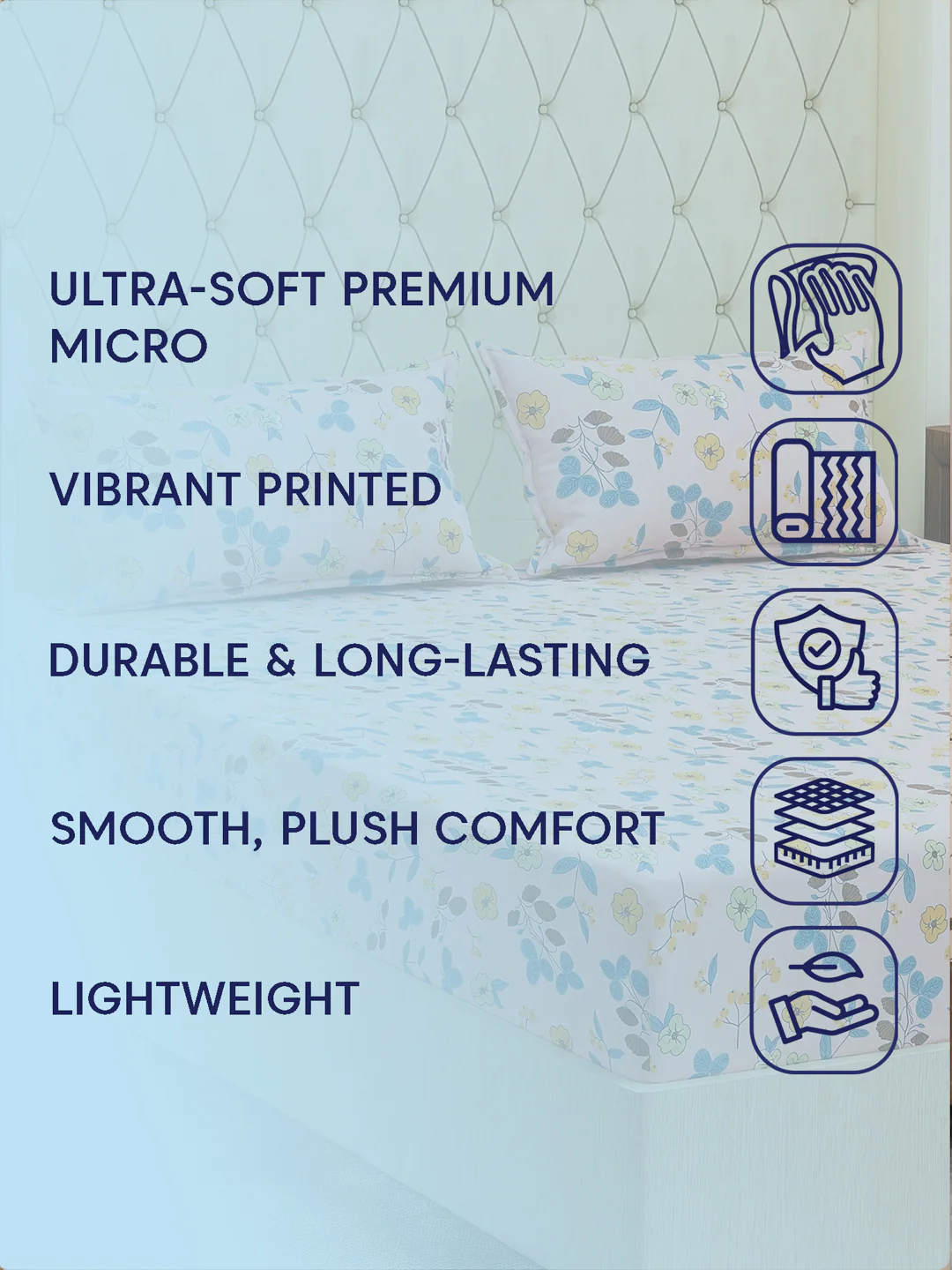 130 GSM Polyester Double Bed Bedsheet with 2 Pillow Covers Fashnik Collection - Image 9