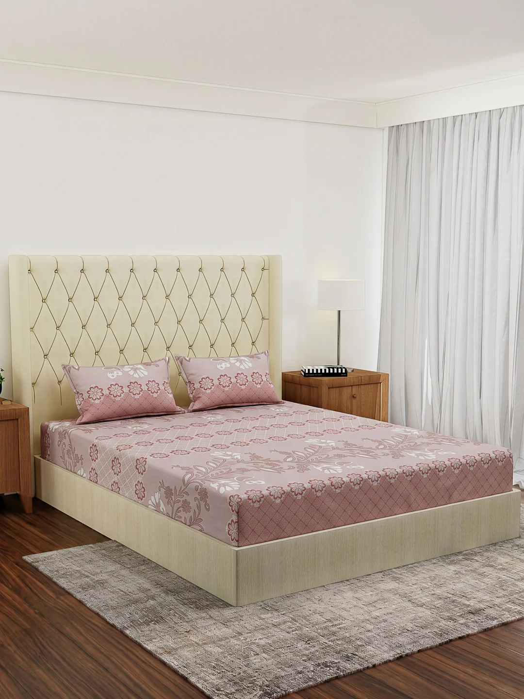 130 GSM Polyester Double Bed Bedsheet with 2 Pillow Covers Fashnik Collection - Image 2