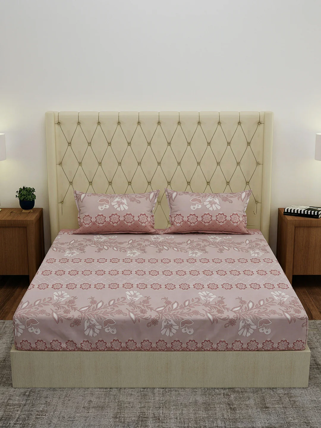 130 GSM Polyester Double Bed Bedsheet with 2 Pillow Covers Fashnik Collection - Image 3