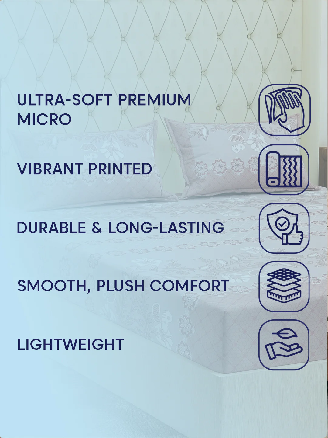 130 GSM Polyester Double Bed Bedsheet with 2 Pillow Covers Fashnik Collection - Image 9