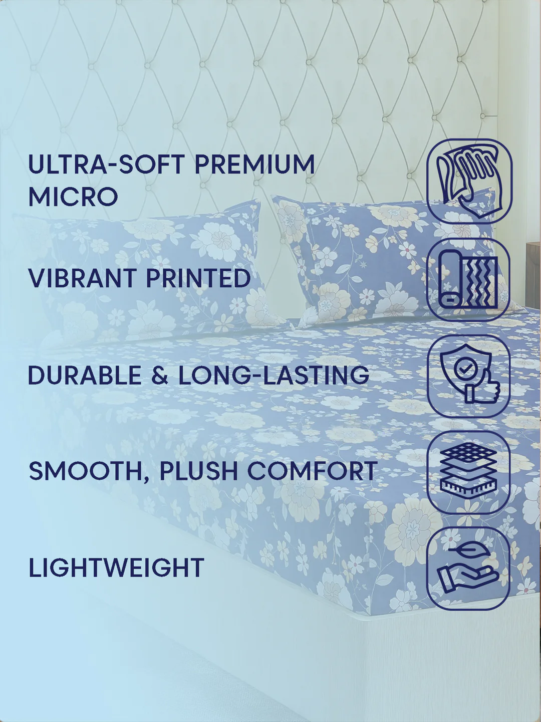 130 GSM Polyester Double Bed Bedsheet with 2 Pillow Covers Fashnik Collection - Image 9
