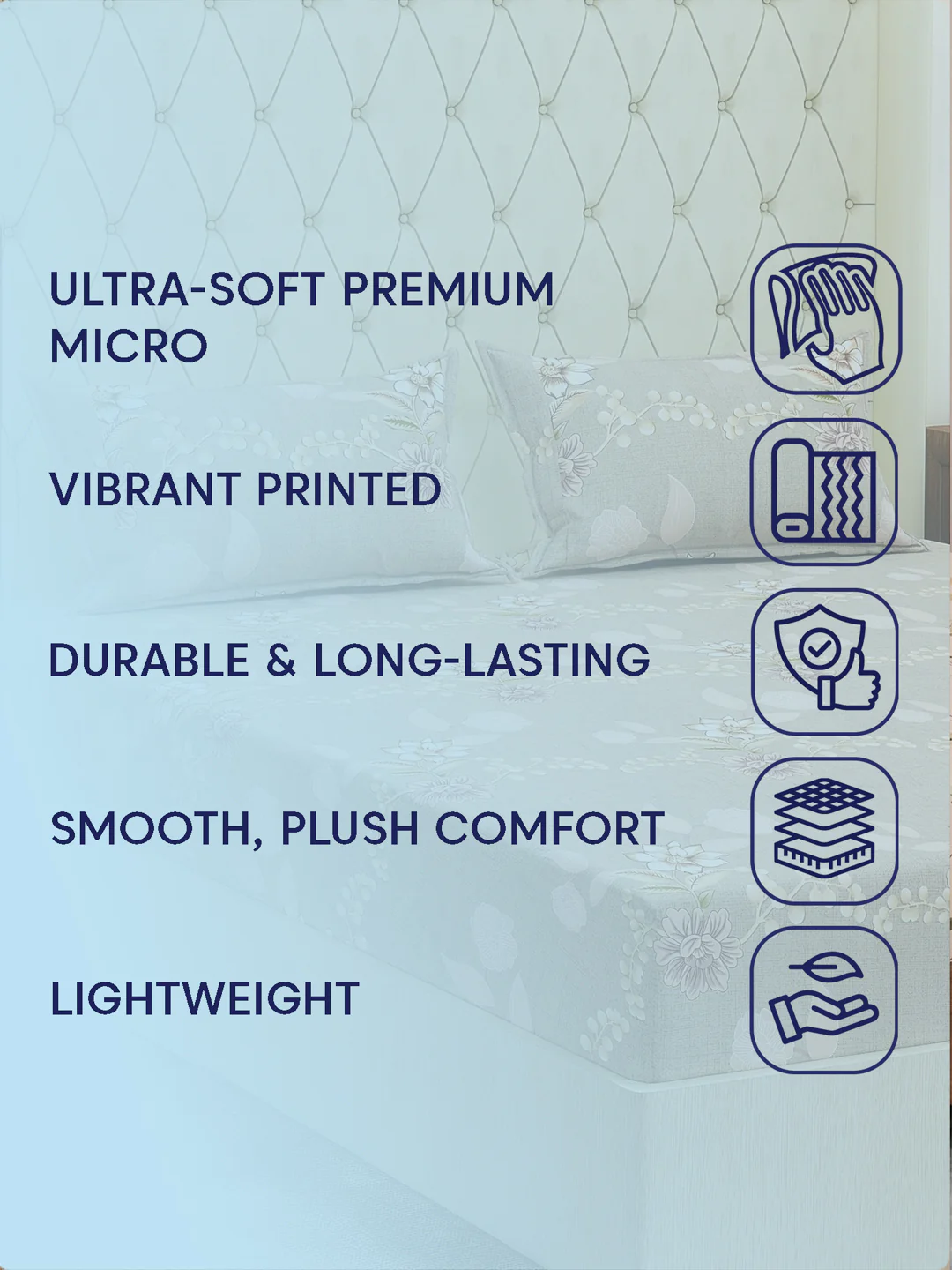 130 GSM Polyester Double Bed Bedsheet with 2 Pillow Covers Fashnik Collection - Image 9