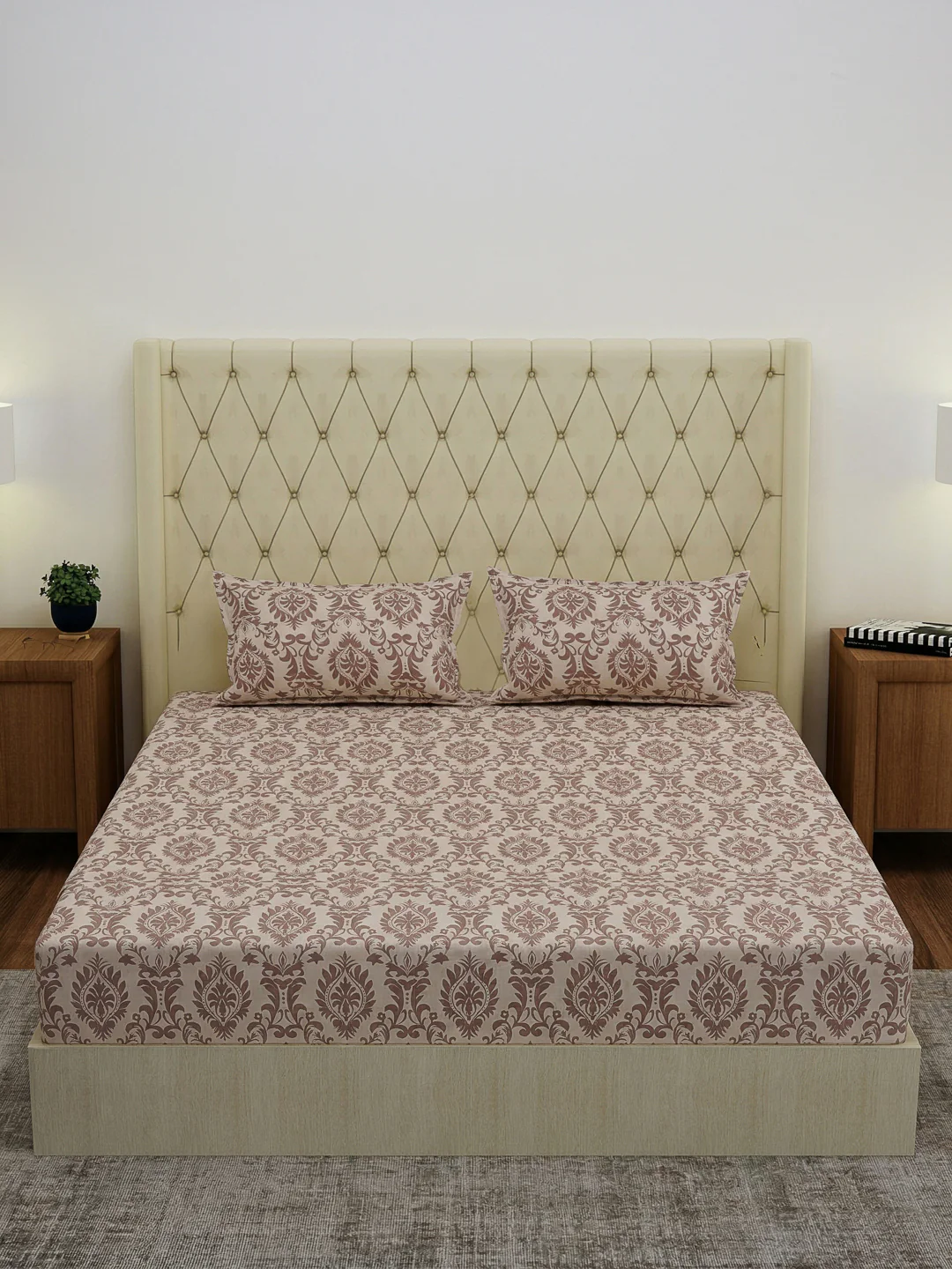 130 GSM Polyester Double Bed Bedsheet with 2 Pillow Covers Fashnik Collection - Image 3