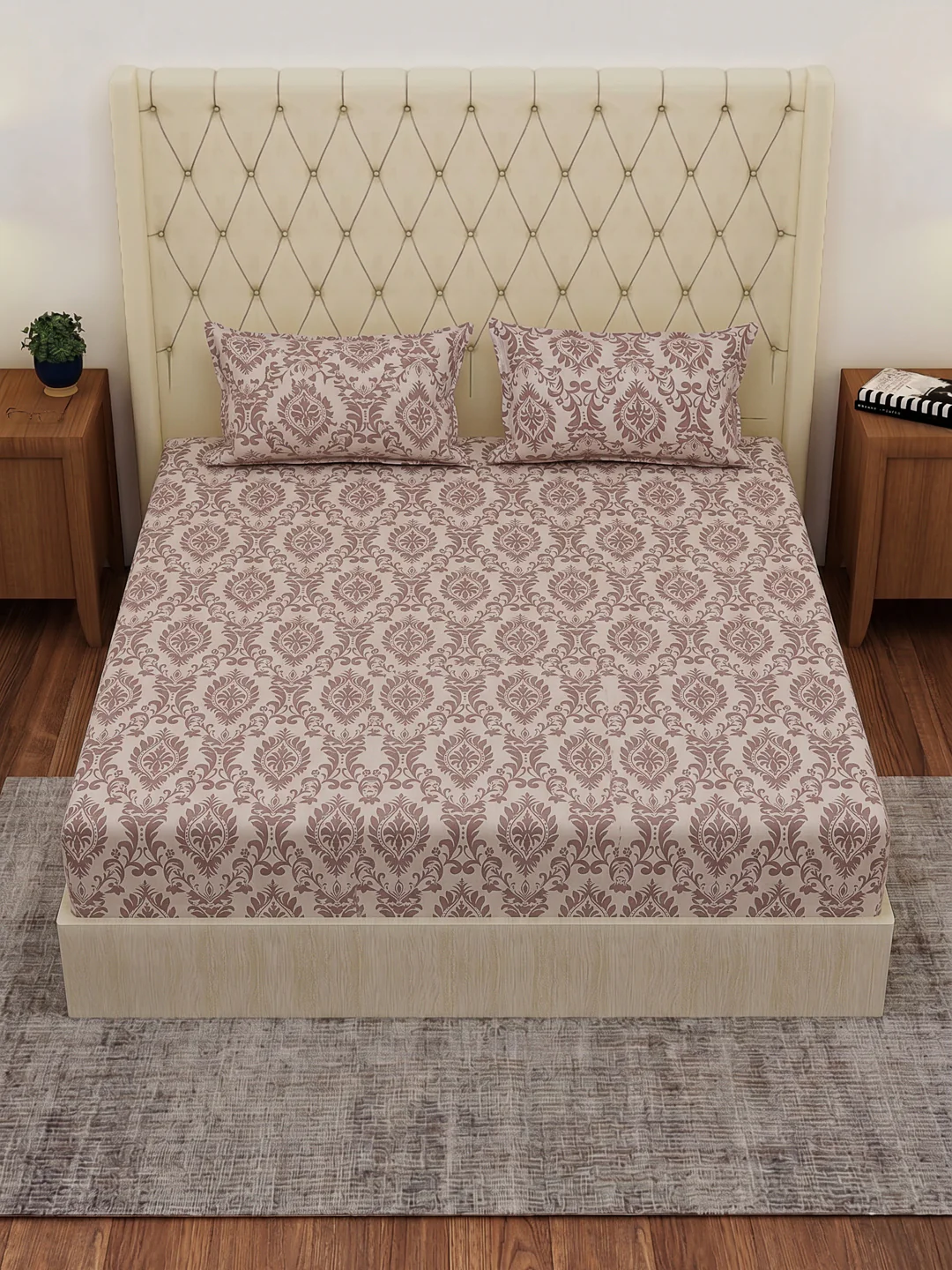 130 GSM Polyester Double Bed Bedsheet with 2 Pillow Covers Fashnik Collection - Image 4