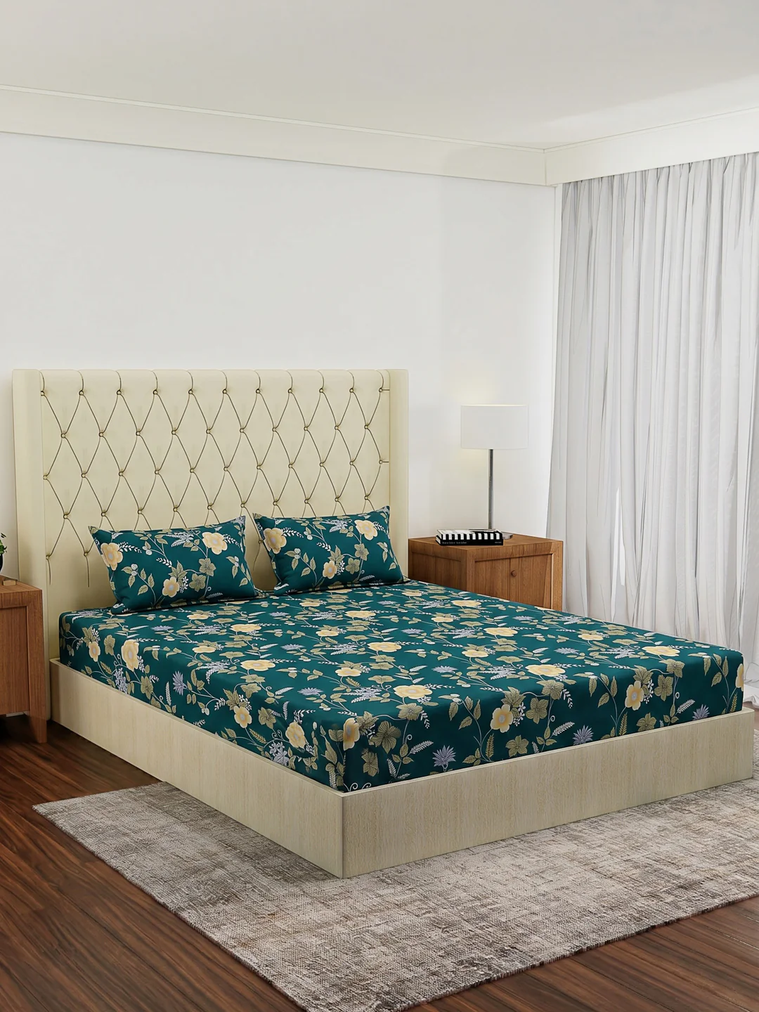 130 GSM Polyester Double Bed Bedsheet with 2 Pillow Covers Fashnik Collection - Image 2