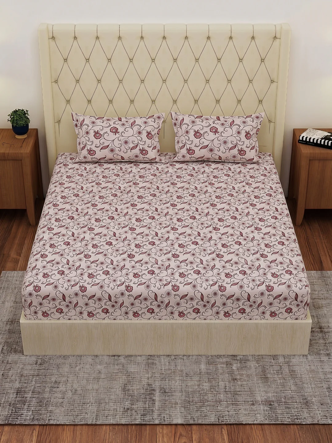 130 GSM Polyester Double Bed Bedsheet with 2 Pillow Covers Fashnik Collection - Image 4