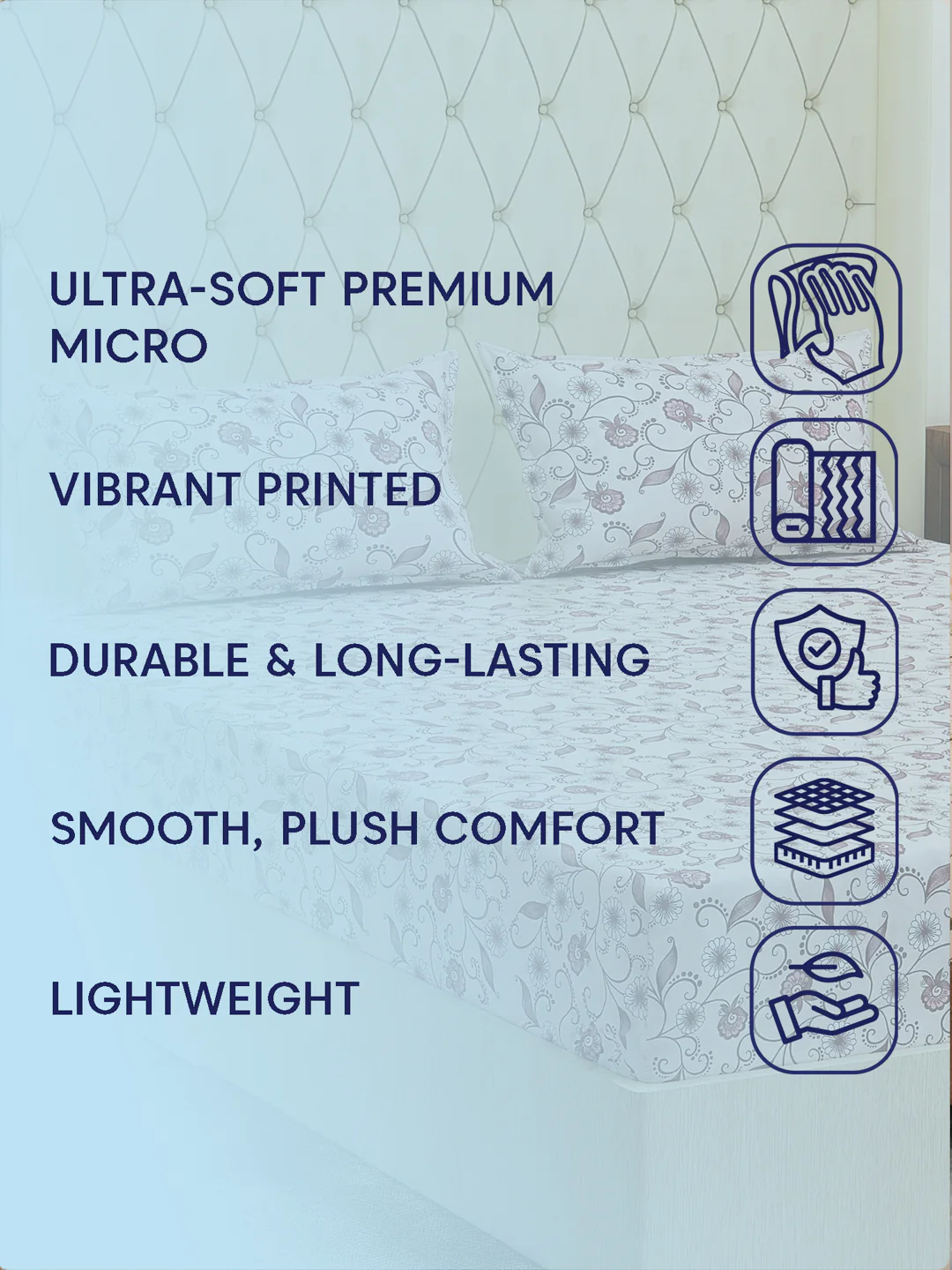 130 GSM Polyester Double Bed Bedsheet with 2 Pillow Covers Fashnik Collection - Image 9