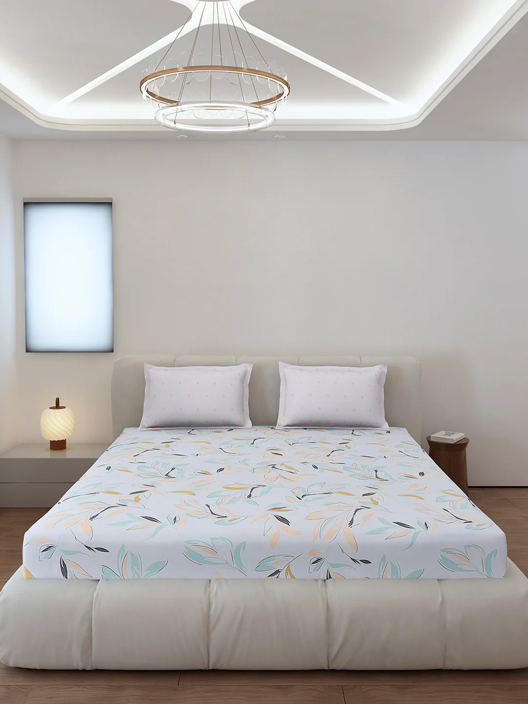 130 GSM Polyester King Size 1 Bedsheet with 2 Pillow Covers (Edmond) - Image 3