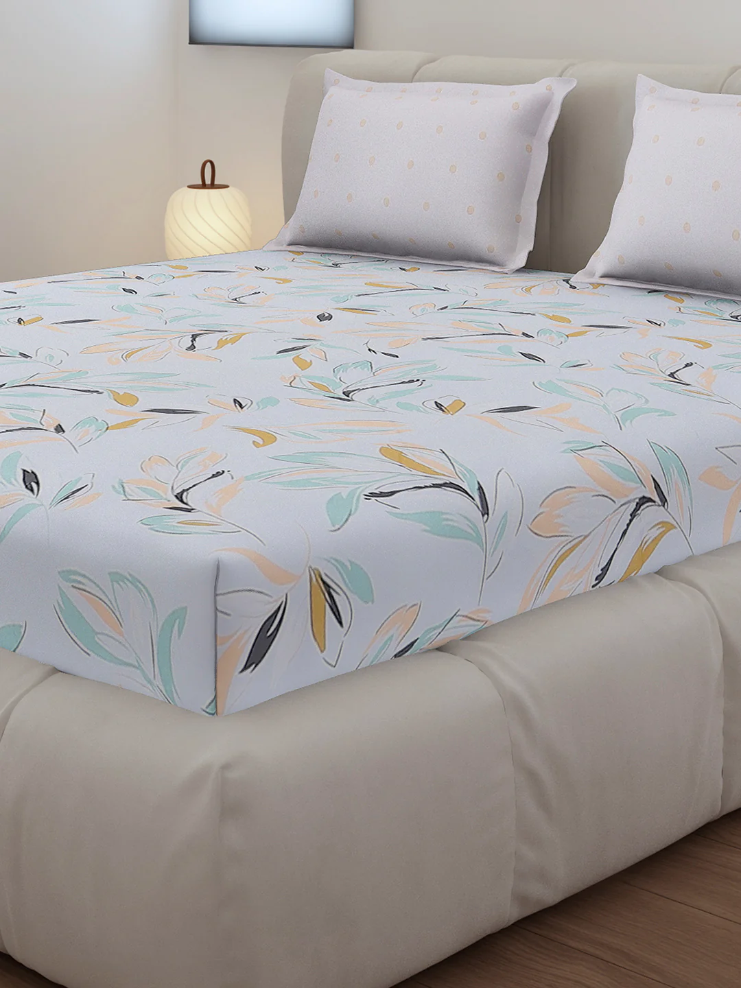 130 GSM Polyester King Size 1 Bedsheet with 2 Pillow Covers (Edmond) - Image 4