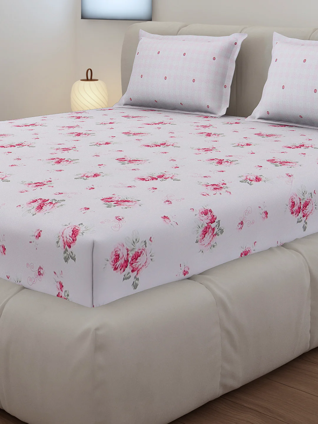 130 GSM Polyester King Size 1 Bedsheet with 2 Pillow Covers (Edmond) - Image 4