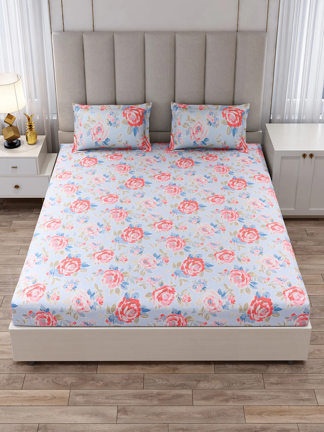 130 GSM Polyester King Size 1 Bedsheet with 2 Pillow Covers (Royal King) - Image 3
