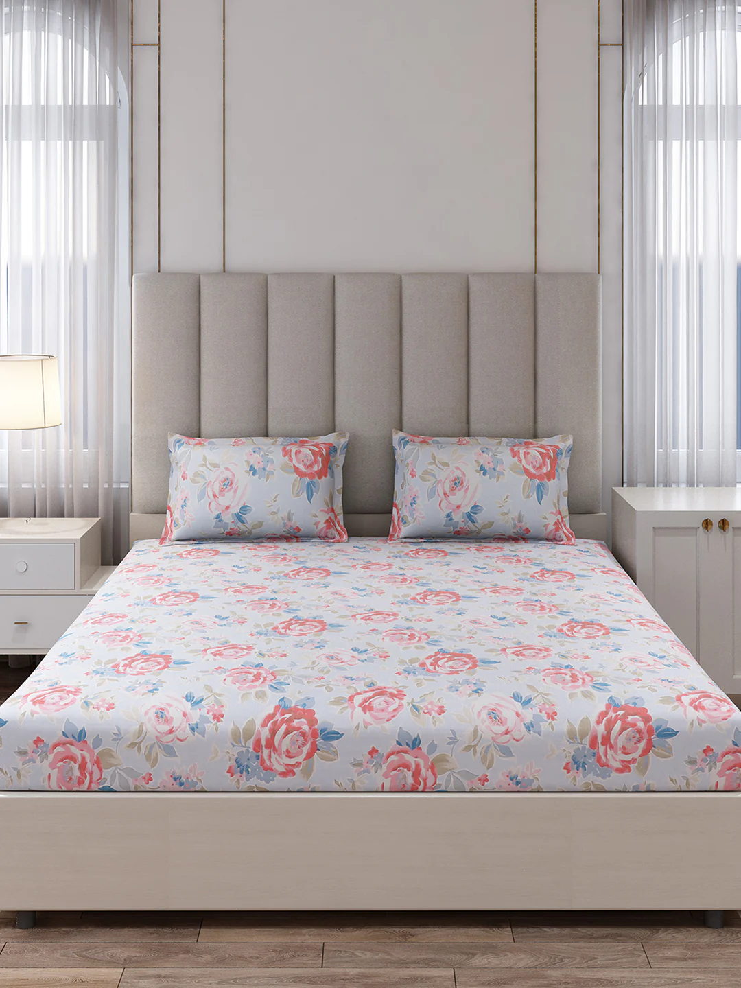 130 GSM Polyester King Size 1 Bedsheet with 2 Pillow Covers (Royal King) - Image 4