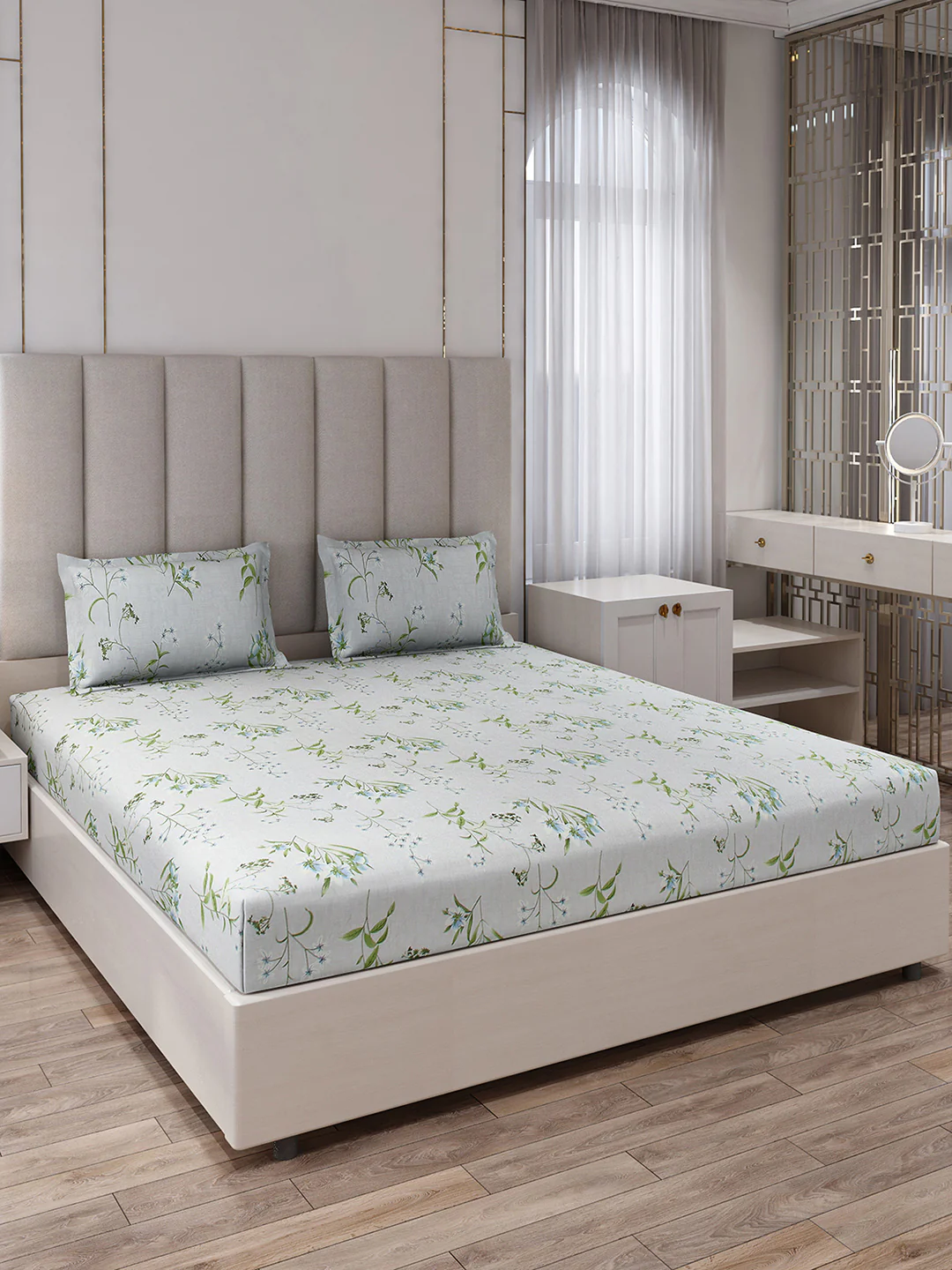 130 GSM Polyester King Size 1 Bedsheet with 2 Pillow Covers (Royal King) - Image 2