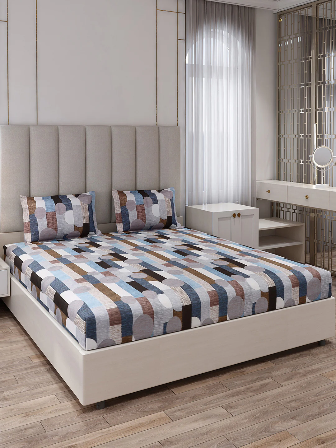 130 GSM Polyester King Size 1 Bedsheet with 2 Pillow Covers (Royal King) - Image 2
