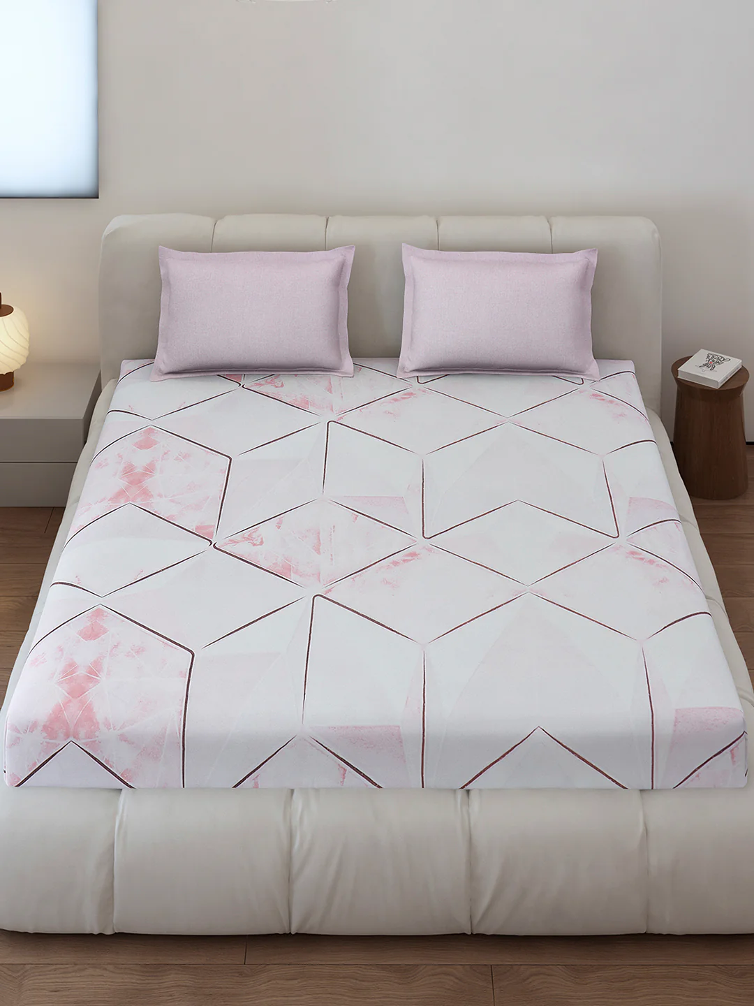 130 GSM Polyester King Size 1 Bedsheet with 2 Pillow Covers (Stanley) - Image 2