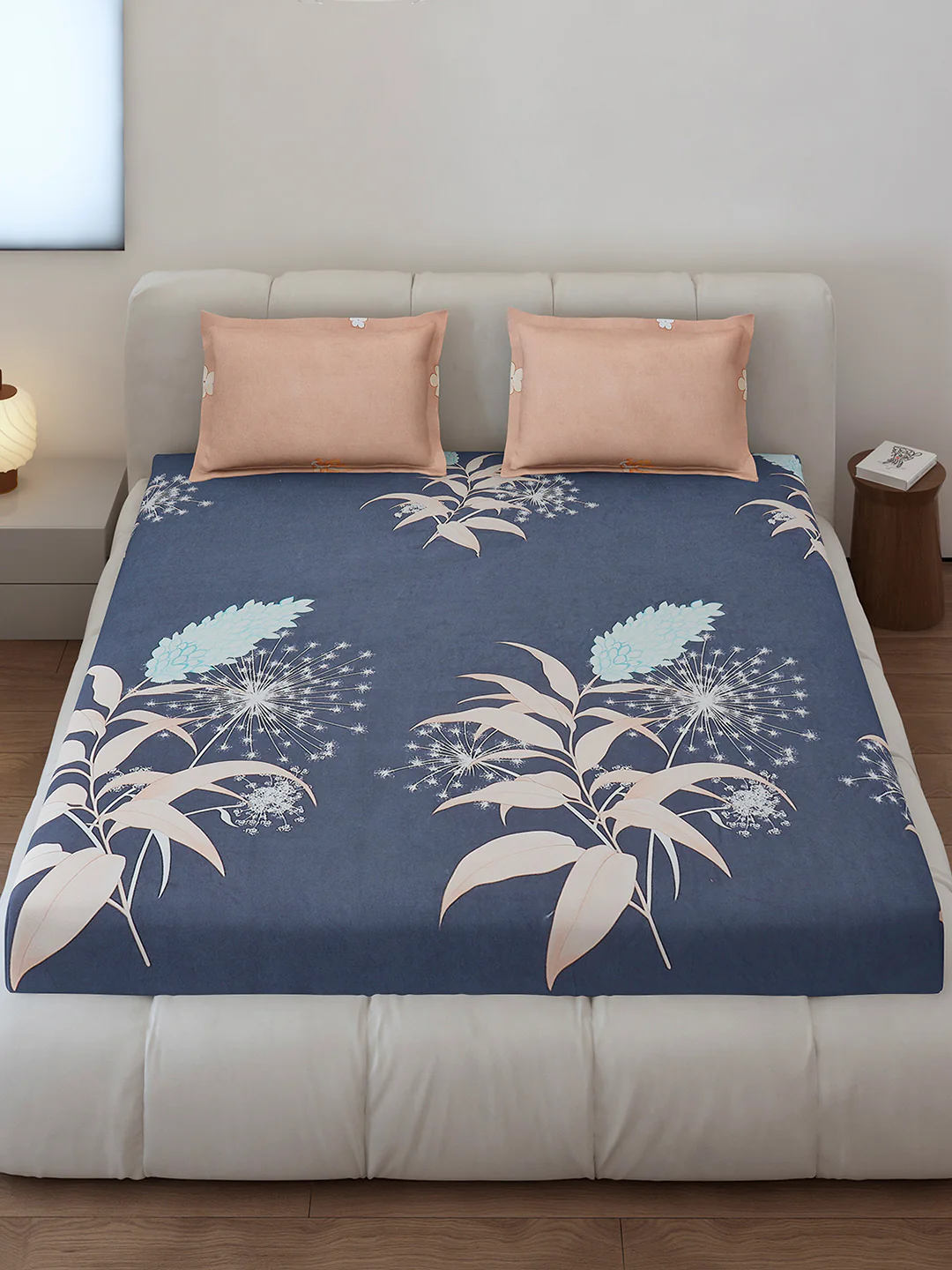 130 GSM Polyester King Size 1 Bedsheet with 2 Pillow Covers (Stanley) - Image 2