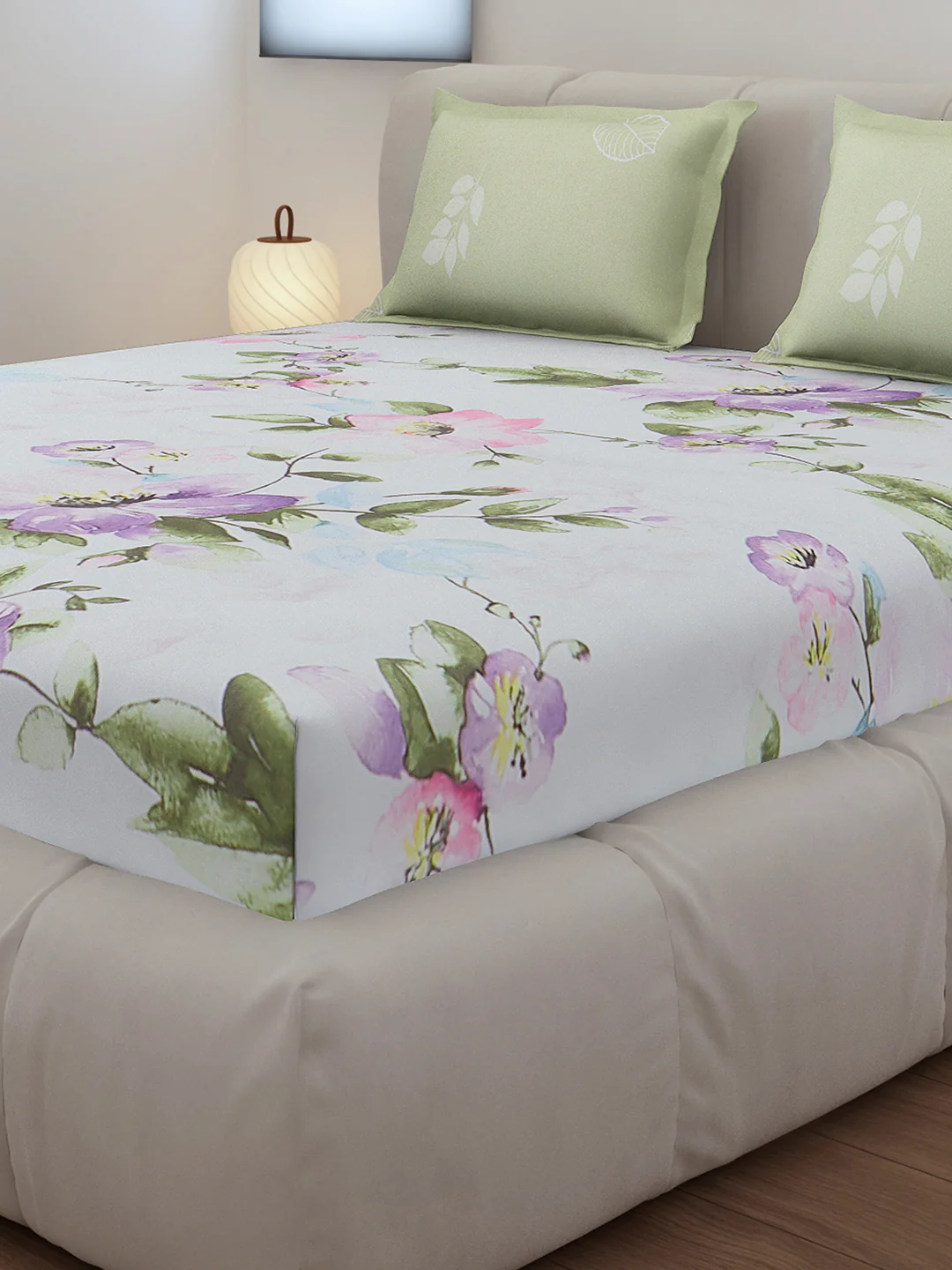 130 GSM Polyester King Size 1 Bedsheet with 2 Pillow Covers (Stanley) - Image 4