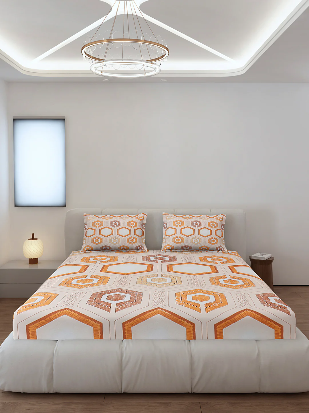 130 GSM Polyester King Size 1 Bedsheet with 2 Pillow Covers (Stanley) - Image 3