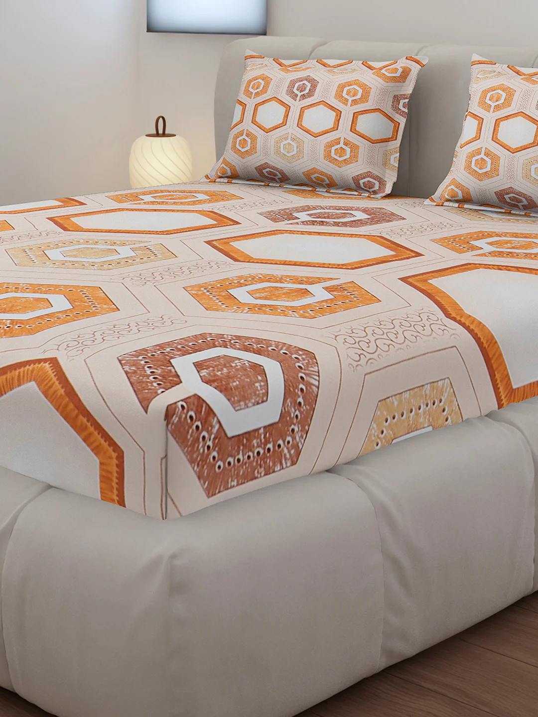 130 GSM Polyester King Size 1 Bedsheet with 2 Pillow Covers (Stanley) - Image 4