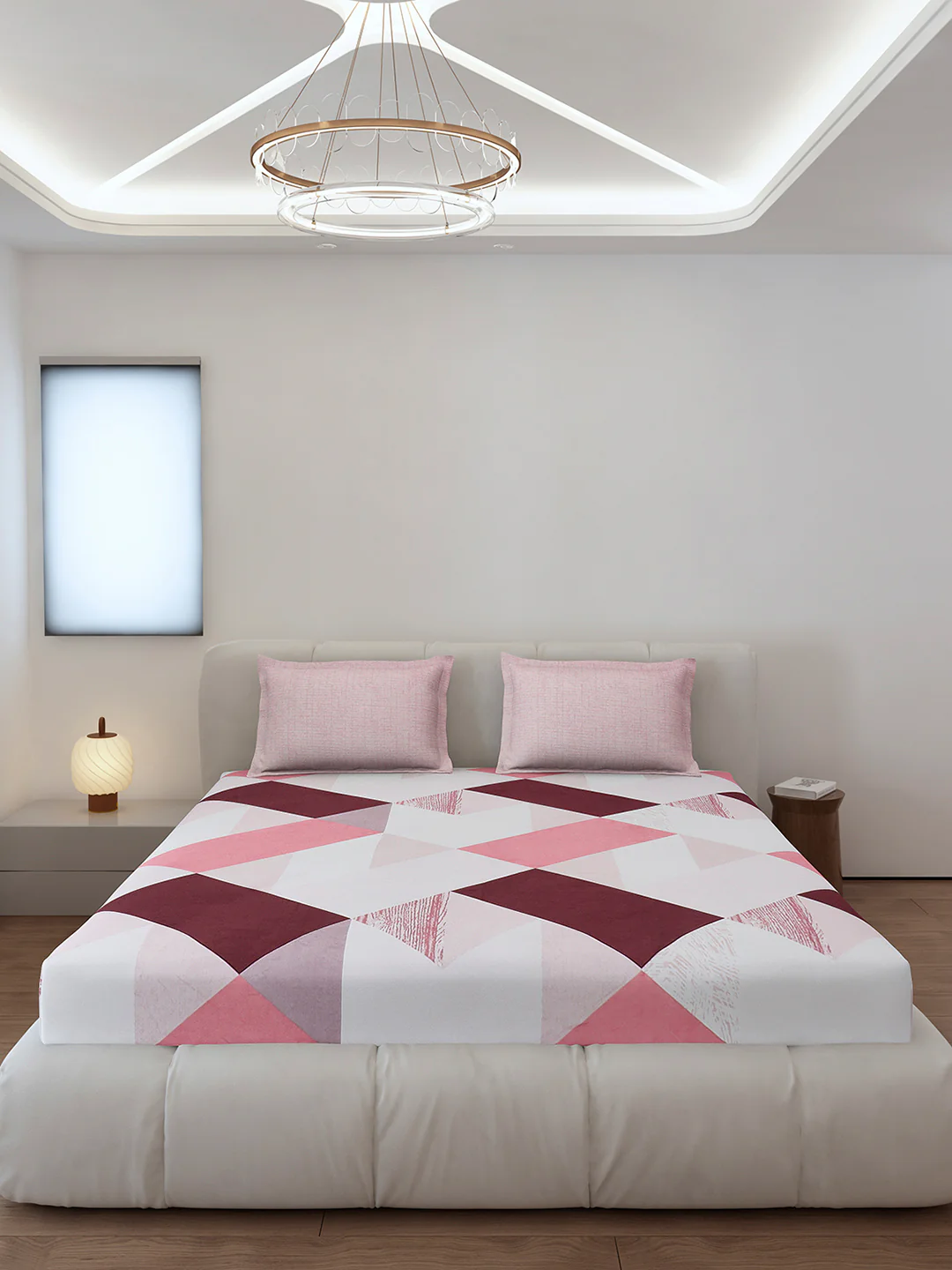130 GSM Polyester King Size 1 Bedsheet with 2 Pillow Covers (Stanley) - Image 3