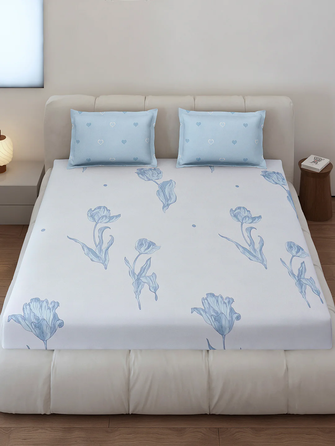 130 GSM Polyester King Size 1 Bedsheet with 2 Pillow Covers (Stanley) - Image 2