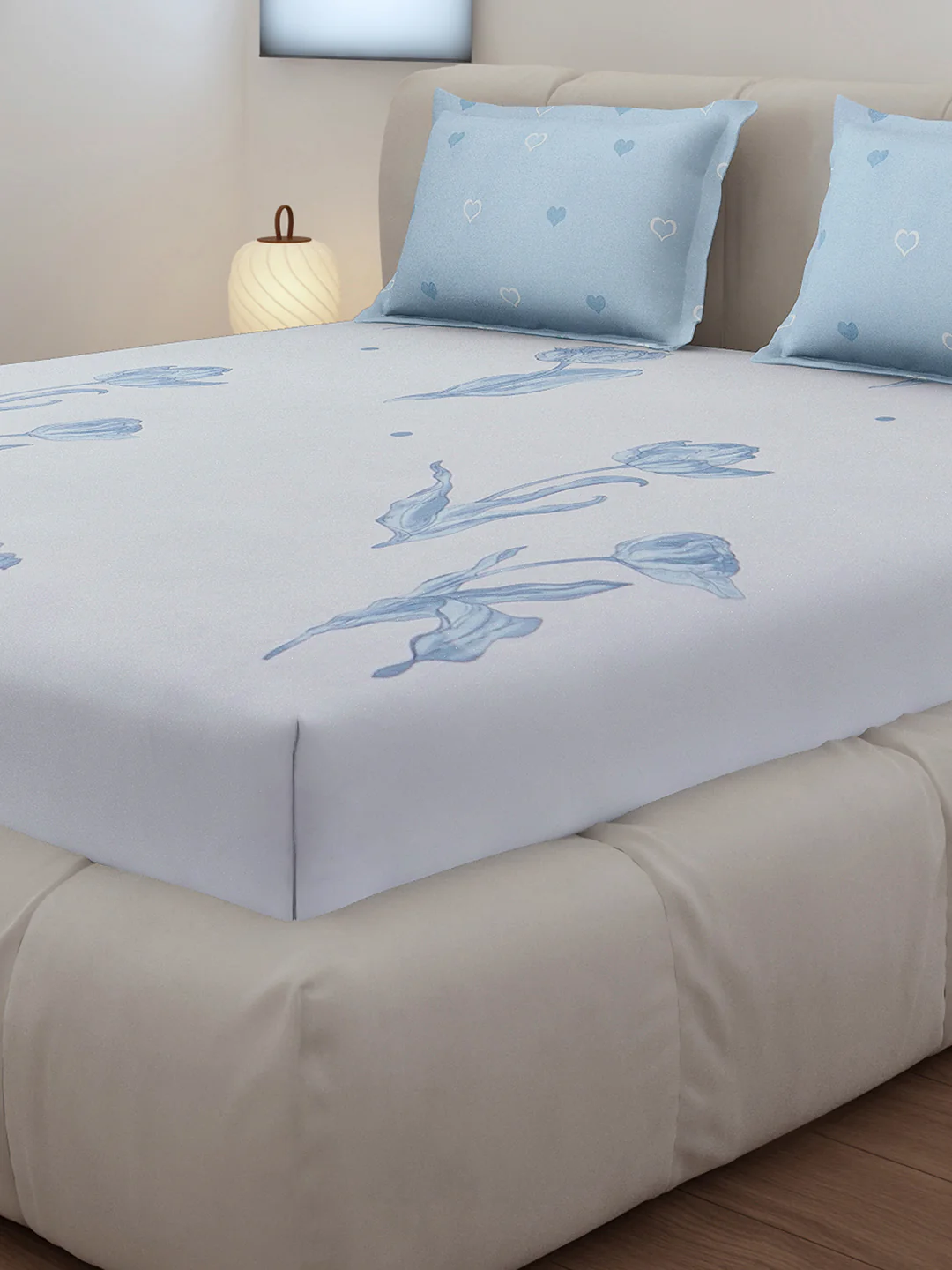 130 GSM Polyester King Size 1 Bedsheet with 2 Pillow Covers (Stanley) - Image 4