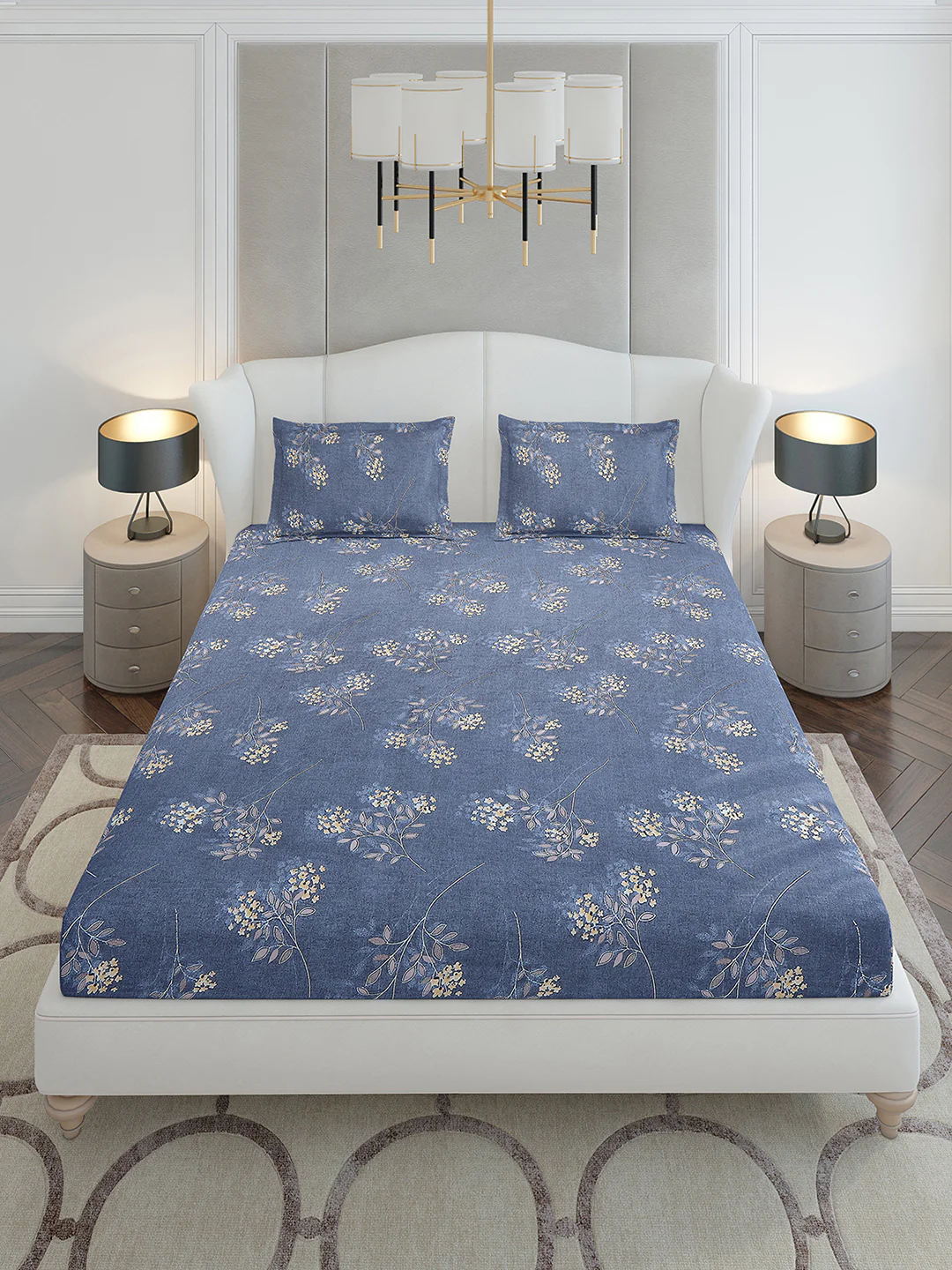 130 GSM Polyester King Size 1 Bedsheet with 2 Pillow Covers (Stanley Gold) - Image 2