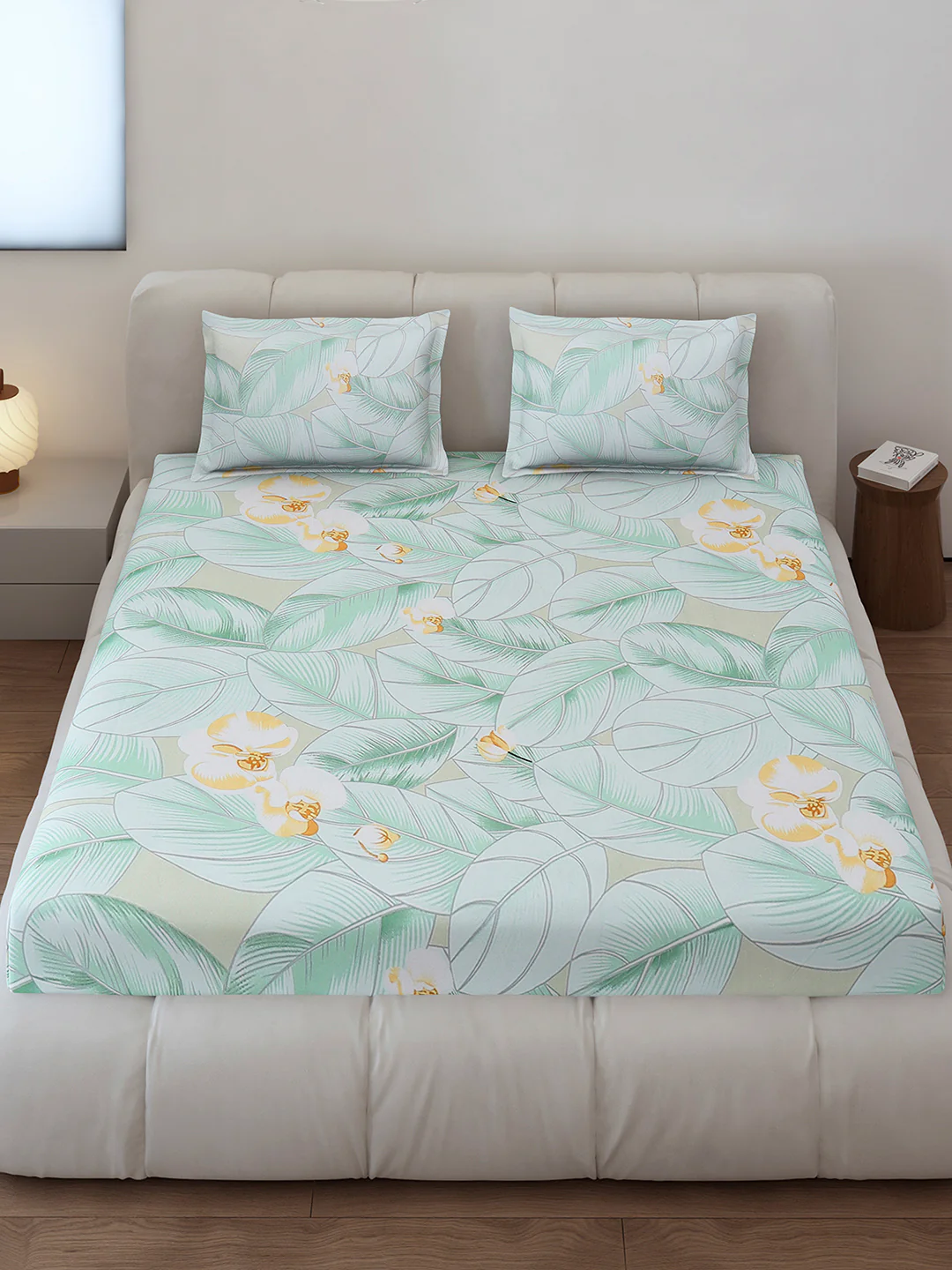 130 GSM Polyester Queen Size 1 Bedsheet with 2 Pillow Covers (Sanskriti) - Image 2