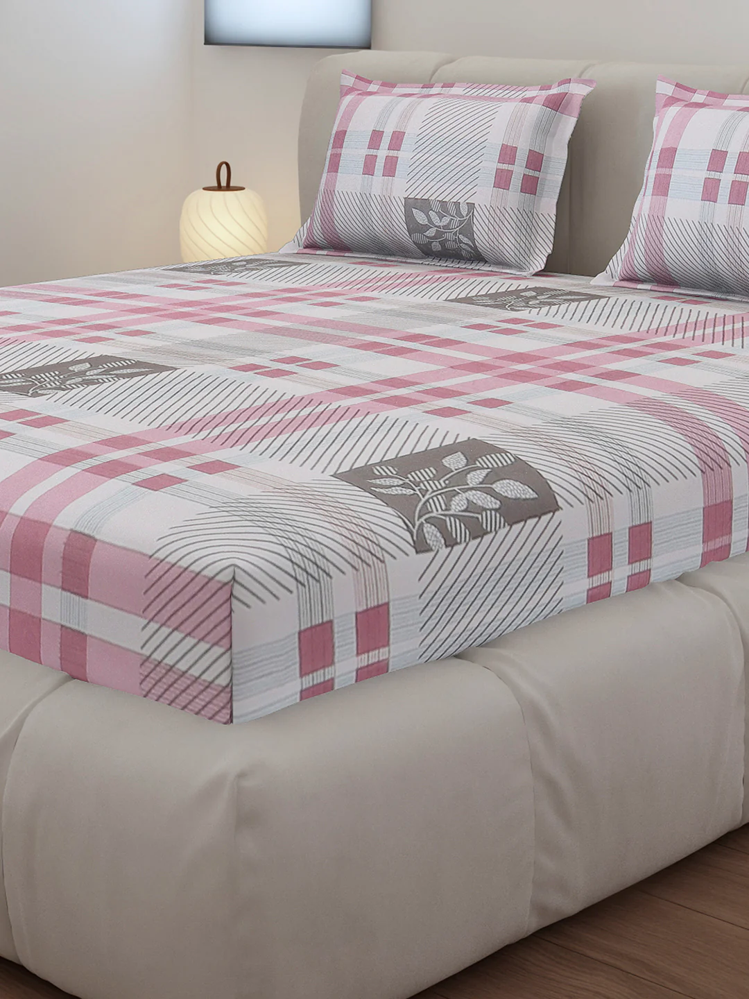 130 GSM Polyester Queen Size 1 Bedsheet with 2 Pillow Covers (Sanskriti) - Image 4