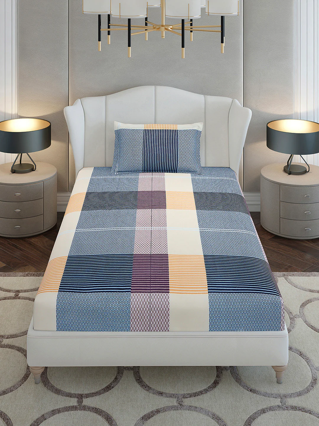 130 GSM Polyester Single Bedsheet with 1 Pillow Cover (Decoy) - Image 2