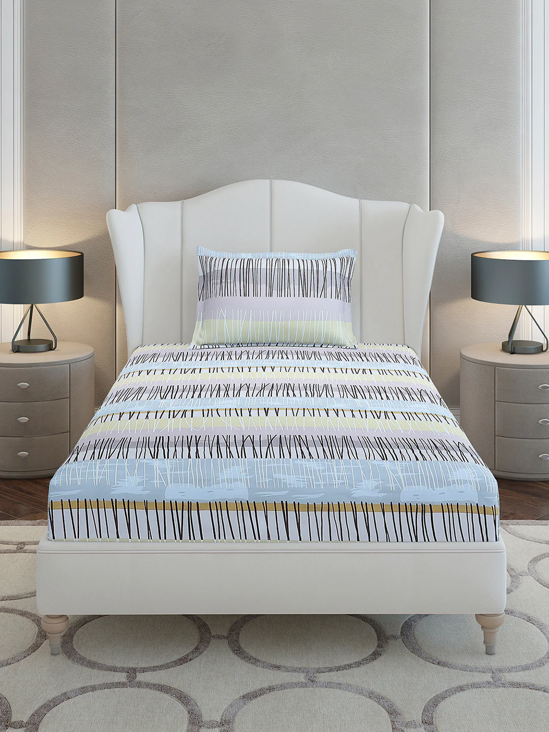 130 GSM Polyester Single Bedsheet with 1 Pillow Cover (Decoy) - Image 3
