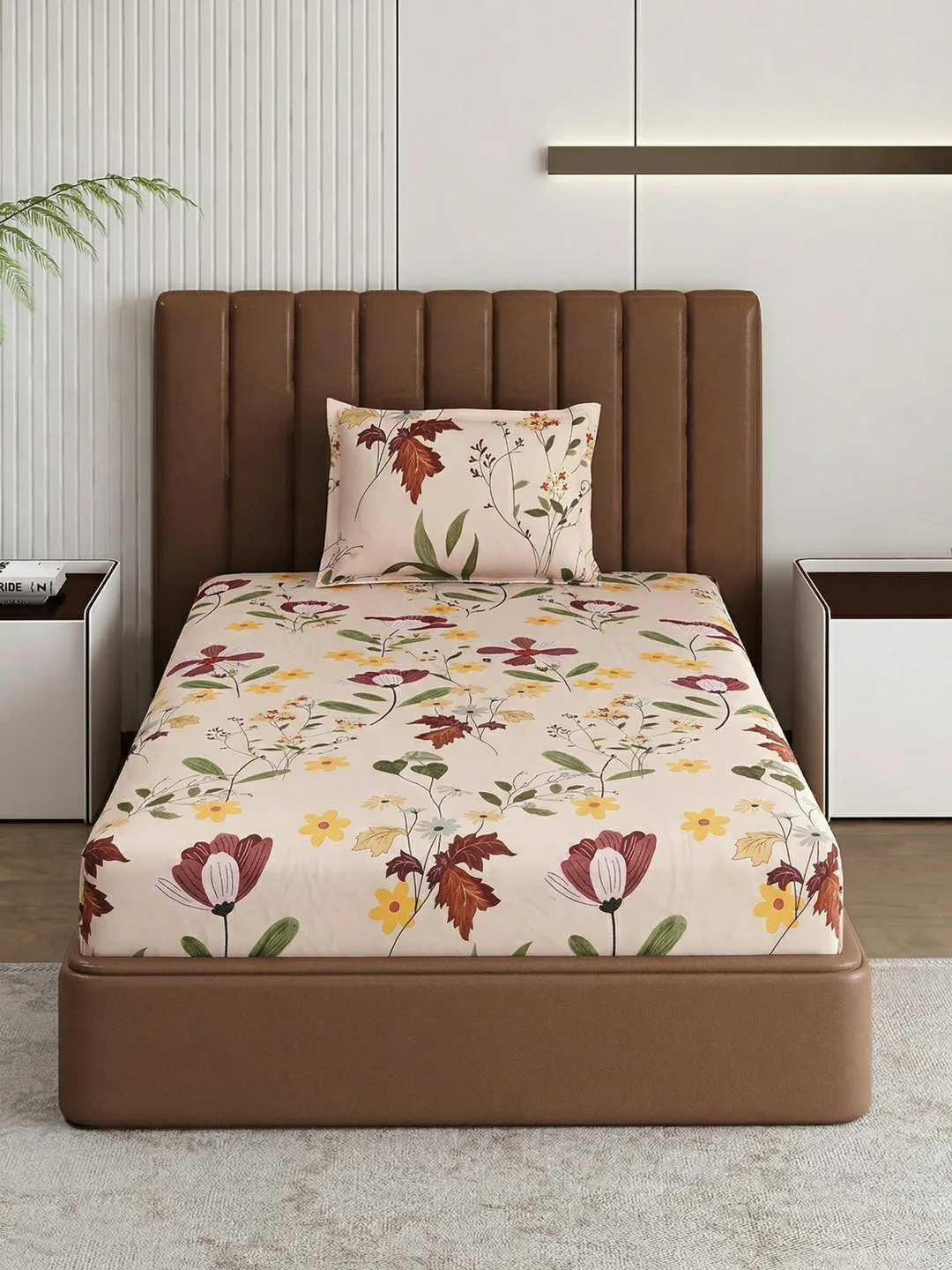 130 GSM Polyester Single Bed Bedsheet with 1 Pillow Cover Decoy Collection - Image 3