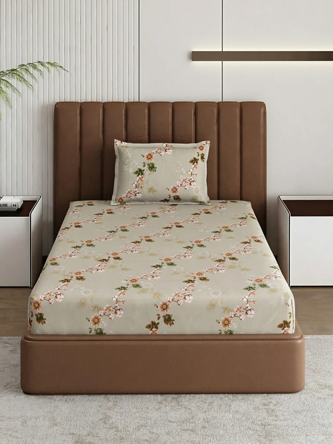 130 GSM Polyester Single Bed Bedsheet with 1 Pillow Cover Decoy Collection - Image 3