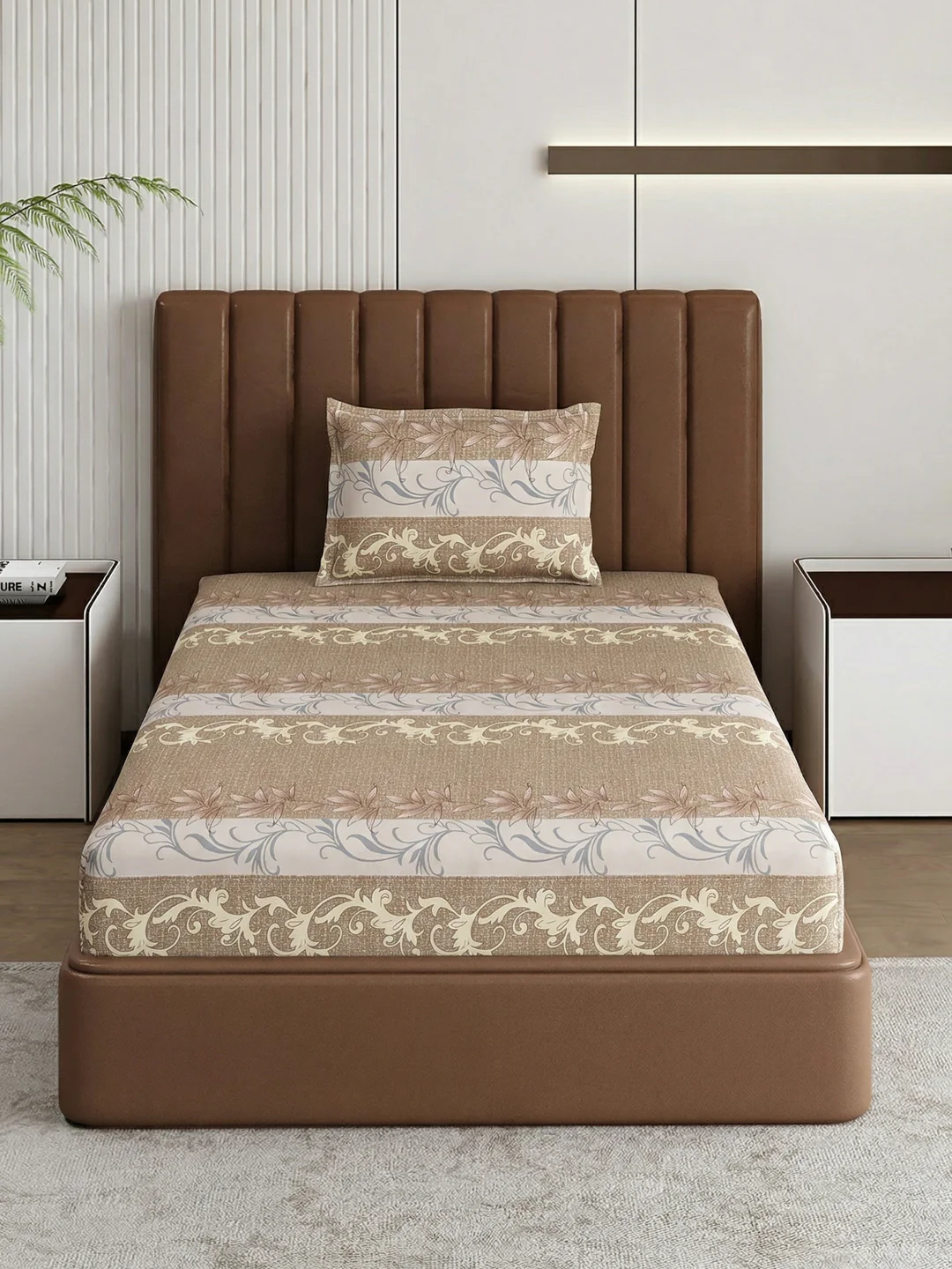 130 GSM Polyester Single Bed Bedsheet with 1 Pillow Cover Decoy Collection - Image 3